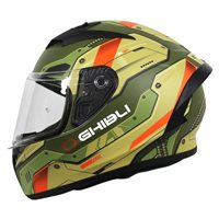 Vemar Ghibli Robot Motorcycle Helmet (Matt Khaki/Orange)